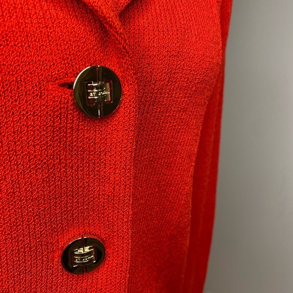 St John Collection 2 Piece Red Maxi Skirt Knit Suit W Gold Branded Buttons S/M - Picture 4 of 16